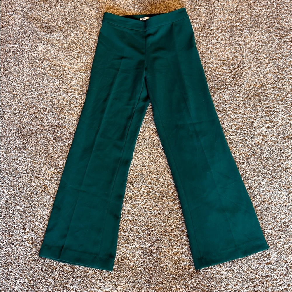 Zara Green Wide-Leg Trousers